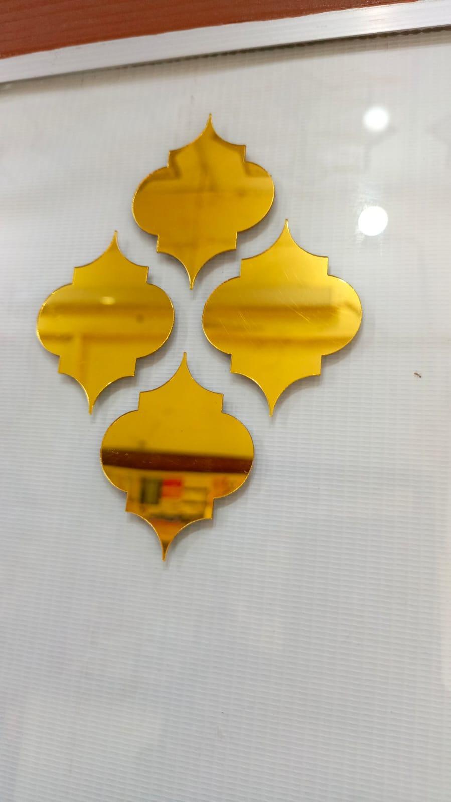 Golden Calligraphy Acrylic Mirrors Set of 4