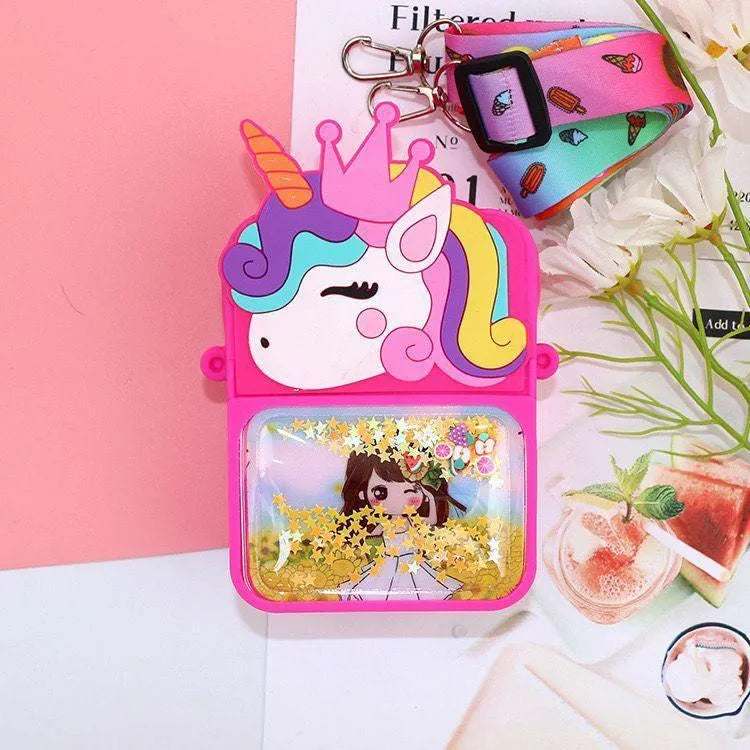 Unicorn Crossbody Bag for Girls with Glitter Pocket