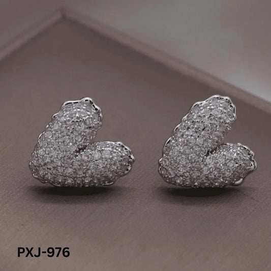 Heart Shaped Pearl Earrings Silver Gold Pakistani Women