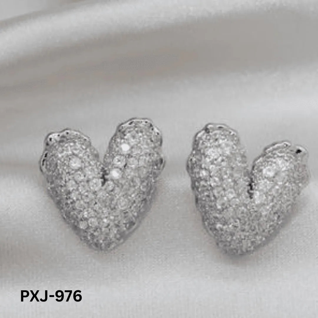 Heart Shaped Pearl Earrings Silver Gold Pakistani Women