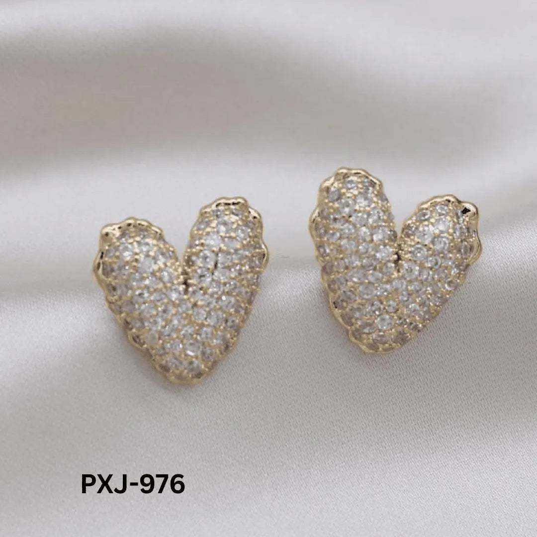 Heart Shaped Pearl Earrings Silver Gold Pakistani Women