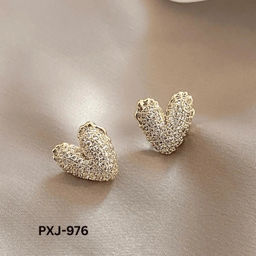 Heart Shaped Pearl Earrings Silver Gold Pakistani Women