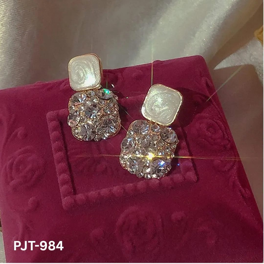 Marble Crystal Korean Earrings PJT-984 for Women