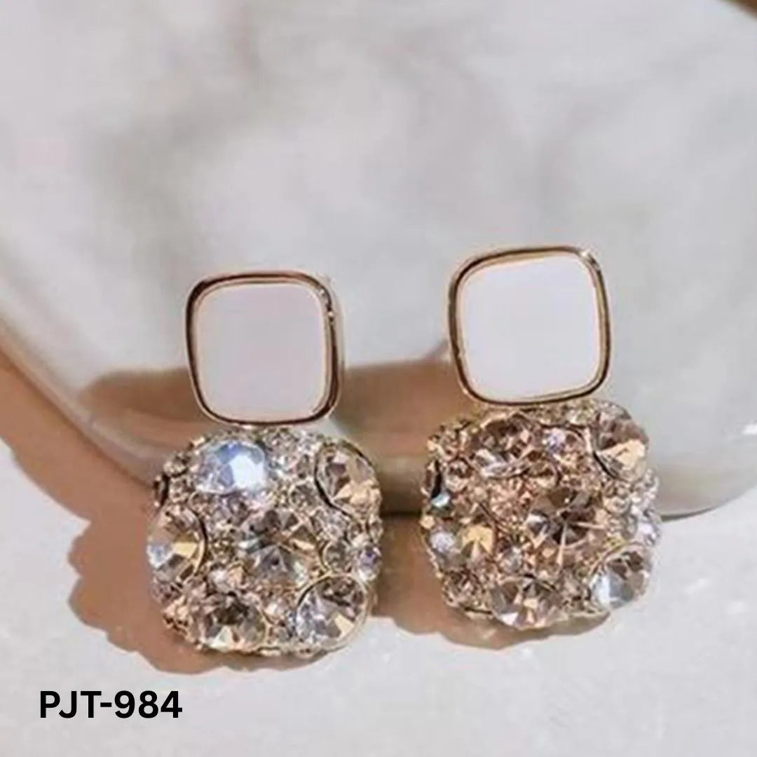 Marble Crystal Korean Earrings PJT-984 for Women