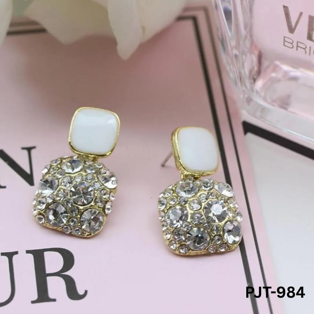 Marble Crystal Korean Earrings PJT-984 for Women