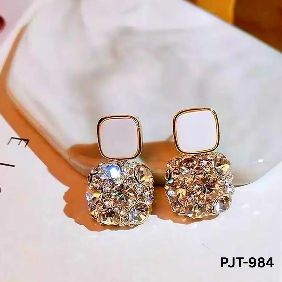 Marble Crystal Korean Earrings PJT-984 for Women