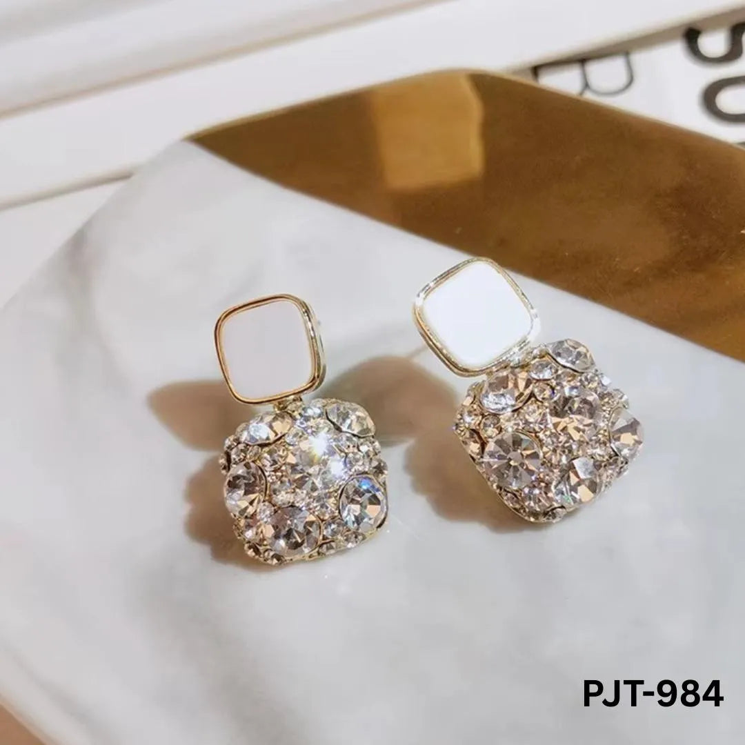 Marble Crystal Korean Earrings PJT-984 for Women
