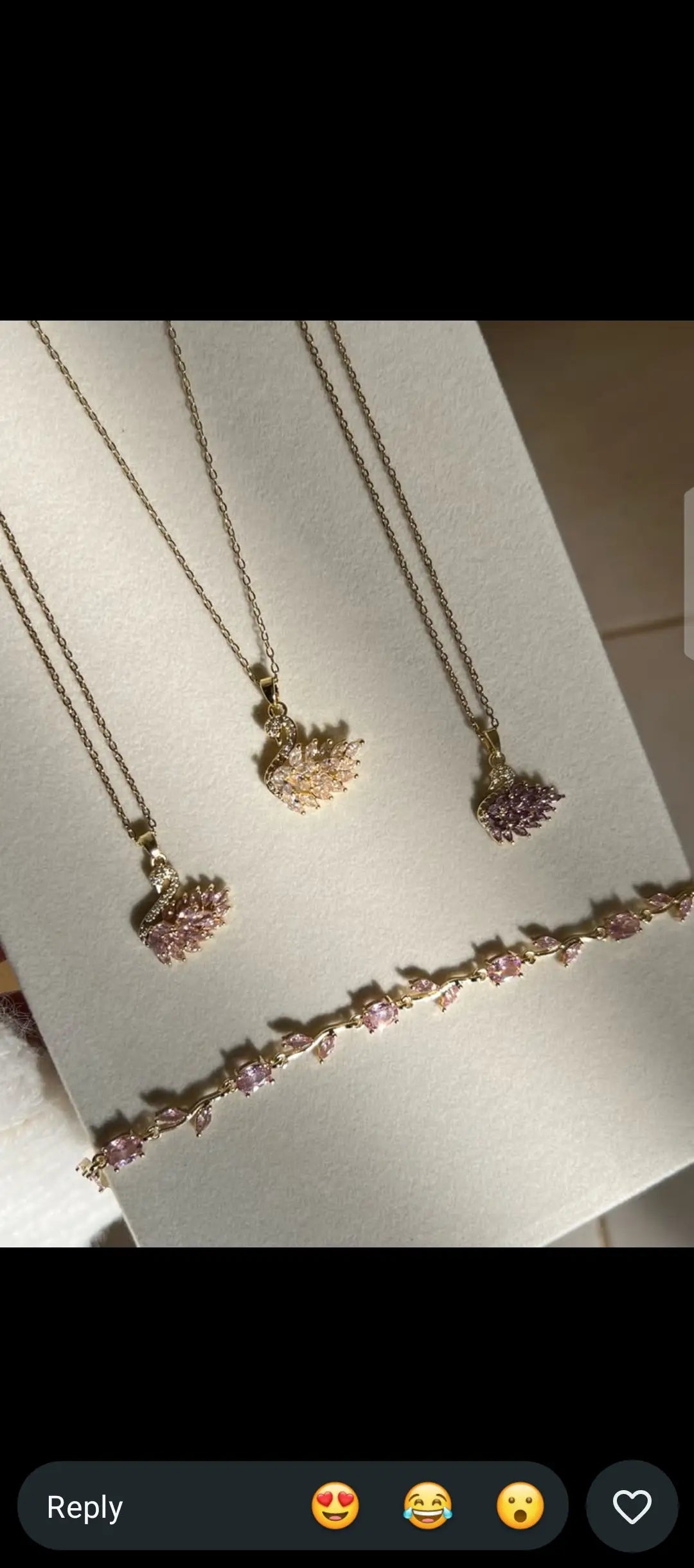 Golden Base Swan Necklace And Tulip Bracelet Set