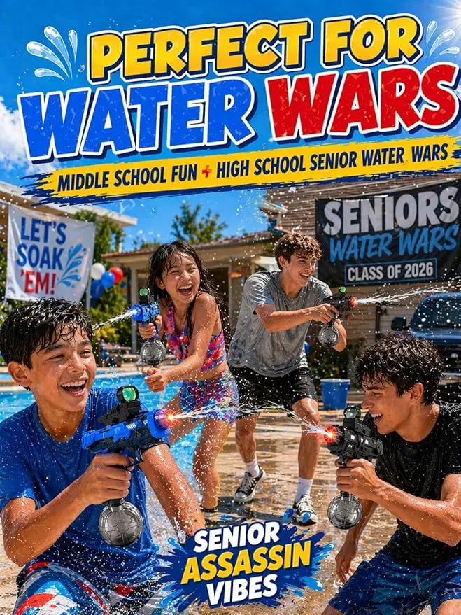 Electric Water Gun Fire Flash Upgraded, 320 Capacity Water Pistol Toy Squirt Gun for Kids Adults, Summer Outdoor Toy Yard Beach Swimming Water Play Toys