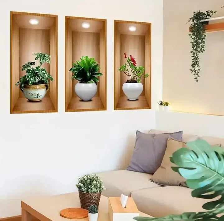 3D Flower pott wall stickers pack of 3