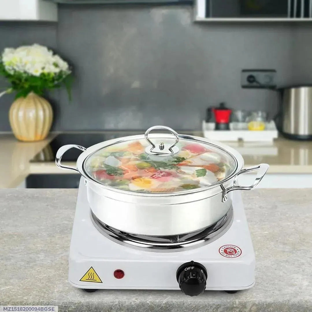 Electric Stove 1000W Stainless Steel White