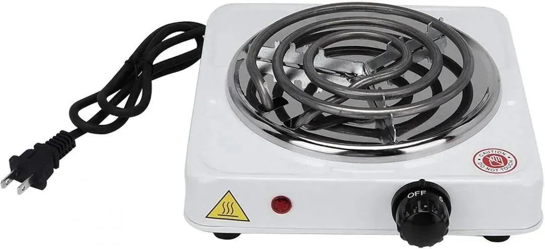 Electric Stove 1000W Stainless Steel White