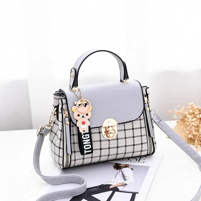 Women's Korean Style Mini Crossbody Bag Red Plaid