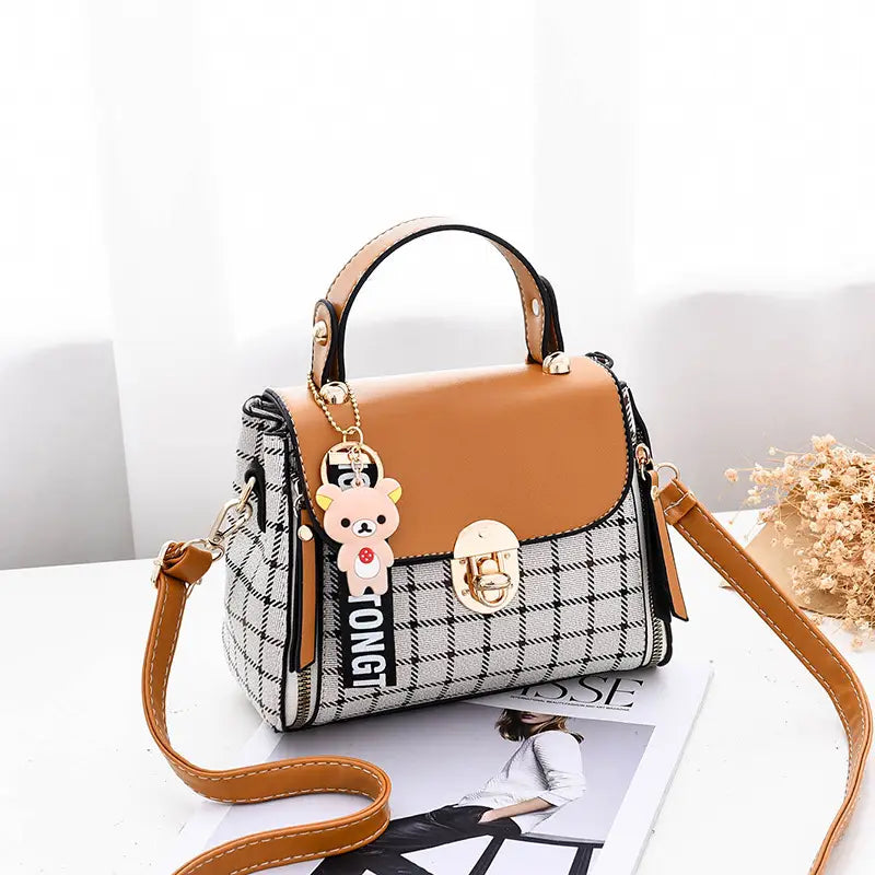 Women's Korean Style Mini Crossbody Bag Red Plaid