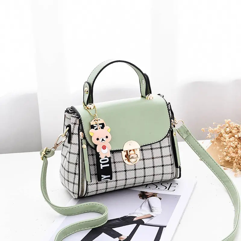 Women's Korean Style Mini Crossbody Bag Red Plaid