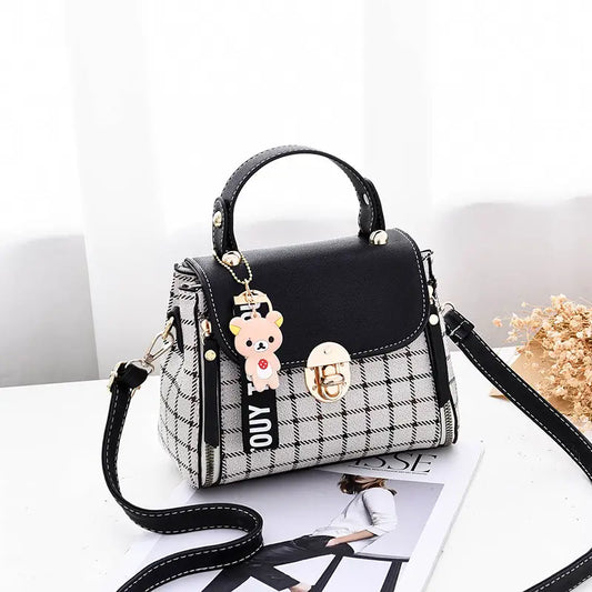 Women's Korean Style Mini Crossbody Bag Red Plaid